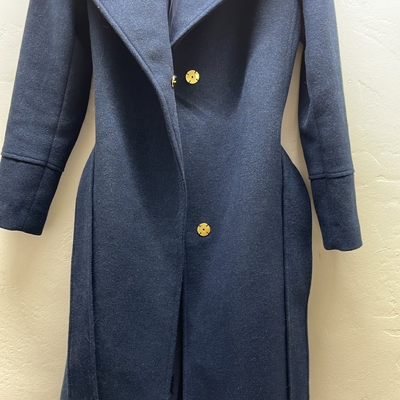 Cole Haan Women's Wool-Blend Wrap Coat Sz 4 $500 navy blue - Picture 8 of 15
